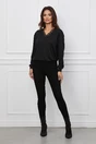 Bluza Dy Fashion neagra din tricot cu dantela la decolteu