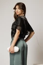 Bluza DY Fashion neagra din voal peliculizat cu maneci suprapuse, 2, dyfashion.ro