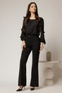 Bluza Dy Fashion neagra din voal plin cu maneci crapate si fundite, 3, dyfashion.ro
