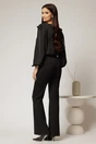 Bluza Dy Fashion neagra din voal plin cu maneci crapate si fundite, 2, dyfashion.ro