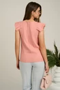 Bluza DY Fashion casual din panza roz cu dungi si maneci plisate