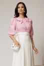 Bluza DY Fashion roz din poplin cu guler amplu, 1, dyfashion.ro