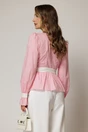 Bluza DY Fashion roz in dungi din poplin cu decolteu petrecut si maneci evazate, 2, dyfashion.ro