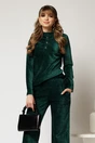 Bluza DY Fashion verde din catifea velurata cu nasturi la bust, 1, dyfashion.ro