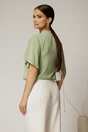 Bluza DY Fashion verde fistic cu cret la guler si decupaj la decolteu, 2, dyfashion.ro