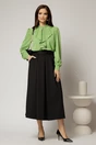 Bluza DY Fashion verde fistic cu volanas maxi la decolteu din voal plin, 3, dyfashion.ro