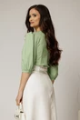 Bluza DY Fashion verde fistic din poplin cu guler amplu, 2, dyfashion.ro