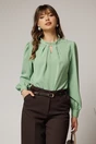 Bluza DY Fashion verde mint cu decupaj si perle la decolteu, 1, dyfashion.ro