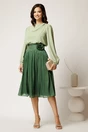Bluza DY Fashion verde mint din triplu voal cu pliuri pe umar, 2, dyfashion.ro