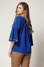 Bluza eleganta din viscoza albastra cu broderie traditionala, 2, dyfashion.ro