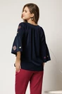 Bluza eleganta din viscoza bleumarin cu broderie traditionala, 2, dyfashion.ro
