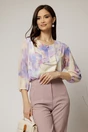 Bluza eleganta din viscoza cu imprimeu lila si roz si croi lejer, 1, dyfashion.ro