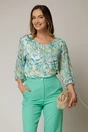 Bluza eleganta din viscoza cu imprimeu verde si turcoaz si croi lejer, 1, dyfashion.ro