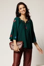 Bluza eleganta din viscoza verde cu broderie traditionala, 1, dyfashion.ro