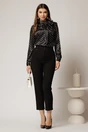 Bluza eleganta neagra din satin cu buline, 3, dyfashion.ro