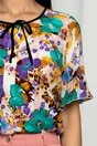 Bluza Esperanza bej cu imprimeu floral mov si turcoaz