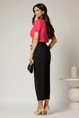 Bluza fucsia din viscoza cu nod in talie si croi lejer si maneci scurte, 2, dyfashion.ro