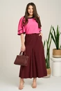 Bluza fucsia din viscoza cu volane la maneci, 4, dyfashion.ro