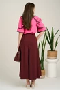 Bluza fucsia din viscoza cu volane la maneci, 2, dyfashion.ro