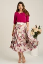 Bluza fucsia din viscoza lejera cu volanas pe bust, 4, dyfashion.ro