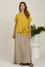 Bluza galben mustar din viscoza oversized cu funda in talie, 4, dyfashion.ro