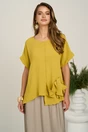Bluza galben mustar din viscoza oversized cu funda in talie, 1, dyfashion.ro