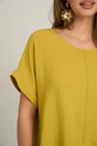 Bluza galben mustar din viscoza oversized cu funda in talie, 3, dyfashion.ro
