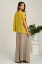 Bluza galben mustar din viscoza oversized cu funda in talie, 2, dyfashion.ro