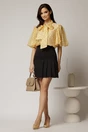 Bluza galbena cu buline din tencel cu maneci bufante si guler funda, 3, dyfashion.ro