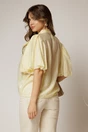Bluza galbena cu dungi din tencel cu maneci bufante si guler funda, 2, dyfashion.ro