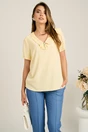 Bluza galbena din viscoza lejera cu guler si accesoriu, 1, dyfashion.ro
