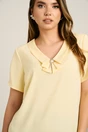 Bluza galbena din viscoza lejera cu guler si accesoriu, 3, dyfashion.ro