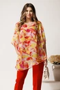 Bluza galbena din voal oversized cu imprimeu corai- Viada, 1, dyfashion.ro