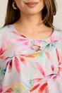 Bluza gri din viscoza lejera cu flori colorate si declteu in V, 3, dyfashion.ro