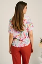 Bluza gri din viscoza lejera cu flori colorate si declteu in V, 2, dyfashion.ro