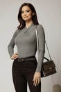Bluza gri mulata din tencel cu desing impletit la bust, 1, dyfashion.ro