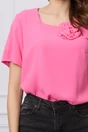 Bluza Ina roz cu aplicatie florala 3D