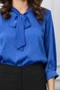Bluza Ioana albastra cu funda la guler