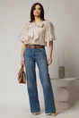 Bluza ivoar cu buline din tencel cu maneci bufante si guler funda, 3, dyfashion.ro