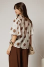 Bluza ivoar cu buline mari din tencel cu maneci bufante si guler funda, 2, dyfashion.ro