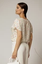 Bluza ivoar cu imprimeuri colorate din viscoza cu funda la decolteu si volanas, 2, dyfashion.ro