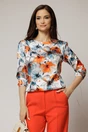 Bluza ivoar din satin cu imprimeuri oranj, 1, dyfashion.ro