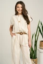 Bluza ivory cu dungi bej lejera cu adaos de bumbac si in, 1, dyfashion.ro
