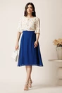Bluza ivory din viscoza lejera cu imprimeu colorat si volnas la decolteu, 3, dyfashion.ro