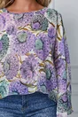Bluza Jamila alba cu imprimeuri florale mov