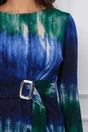 Bluza Janina albastra cu verde si catarama in talie