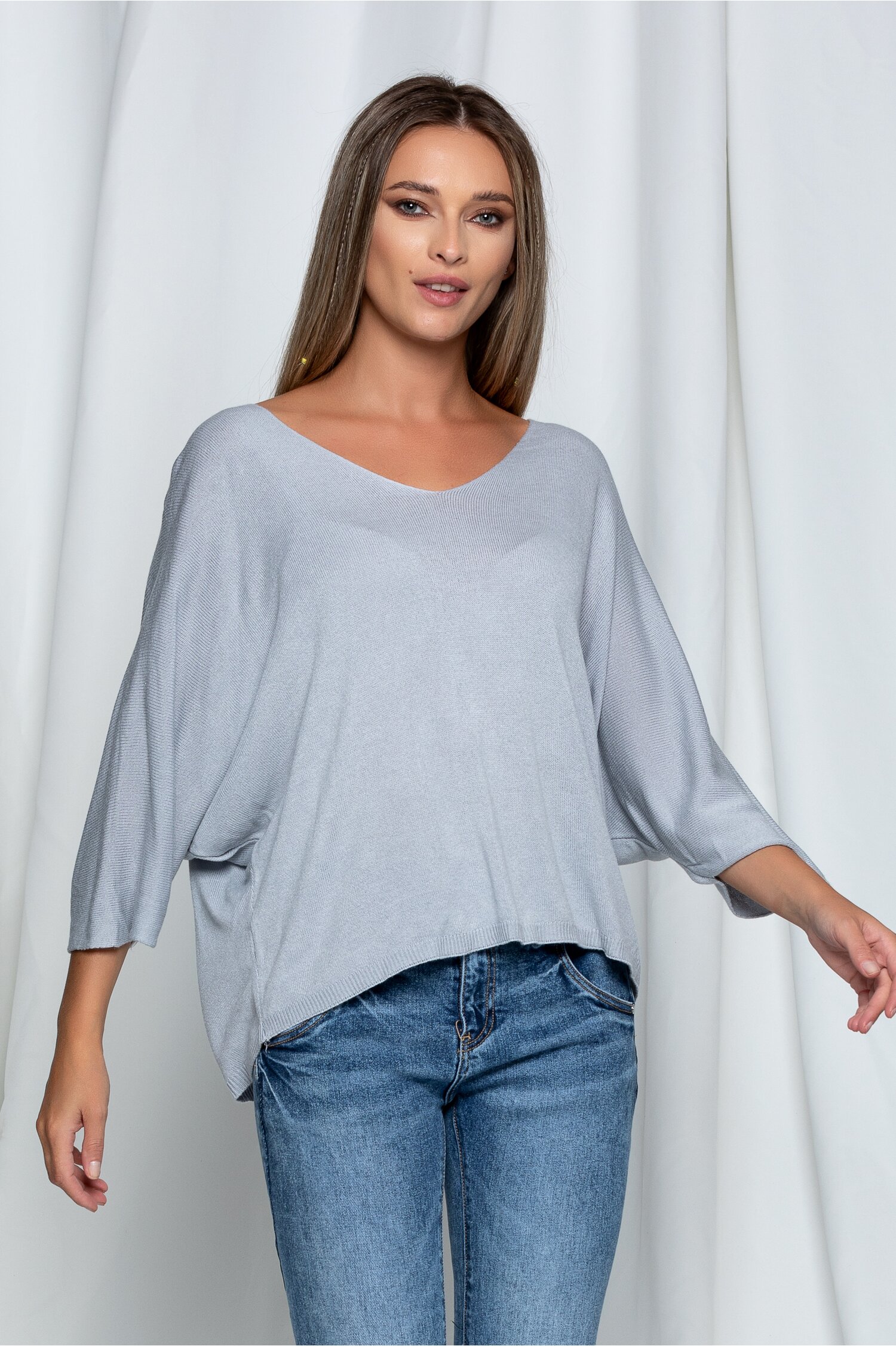 Bluza julia gri din tricot subtire