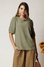 Bluza kaki din viscoza cu croi drept, 1, dyfashion.ro