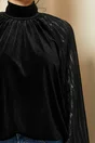 Bluza LaDonna neagra cu maneci plisate