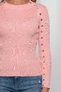 Bluza Lara roz cu capse decorative pe maneci